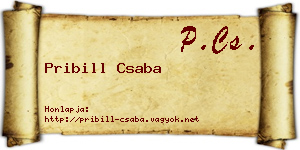 Pribill Csaba névjegykártya